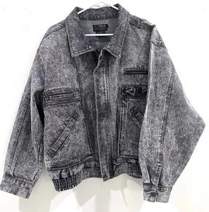 Vintage 1980’s Orch 15 Blue Jean Black Gray Denim Jacket Men’s Acid Wash- Large - Picture 1 of 10