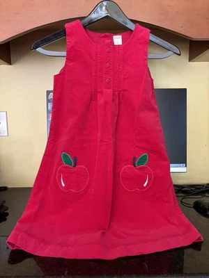 GYMBOREE Girls’ Candy Apple Appliqué Sleeveless Corduroy Jumper Dress Size 8 - Image 1 of 4