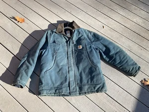 CARHARTT Navy Blue Duster Coat Pre owned 2XL - Picture 1 of 6