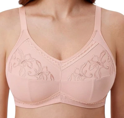 Delimira Cotton Mastectomy Bra Women's UK Size 42G Wirefree Floral Rose Pink - Изображение 1 из 4