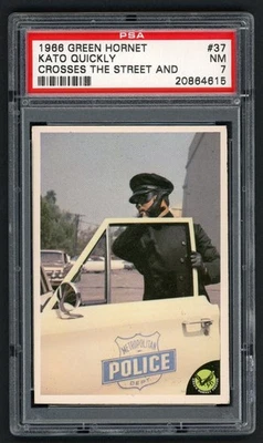 1966 DONRUSS GREEN HORNET #37 "KATO QUICKLY CROSSES" CARD PSA 7 w/BRUCE LEE - Image 1 of 2