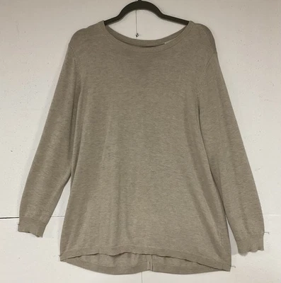 Joan Rivers Faux Button-Back Sweater Sz L Tunic Beige Long Sleeve EUC - Image 1 of 4