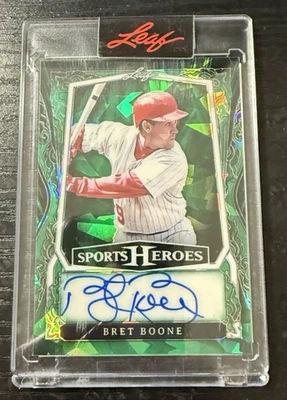 2025 Leaf Metal Sports Heroes Base Green Crystal Auto 3/9 Bret Boone #BA-BB1 - Image 1 of 3