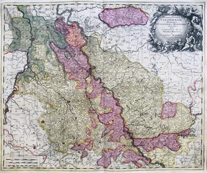 Colonia Düsseldorf Bonn Jülich Rhein Renania del Norte-Westfalia mapa Valk grabado en cobre - Imagen 1 de 1