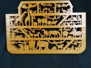 Wood Carving of Noah's Ark~Wall Hanging~Art Decor~Animal~Bible - Picture 1 of 10