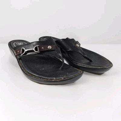 Sandalias de tanga Ariat para mujer de cuero sin cordones chanclas occidentales negras talla 9 Foto 1 de 4