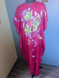Vintage Kaftan Kleid: Maxikleid rosa Blumen - Bild 1 von 8