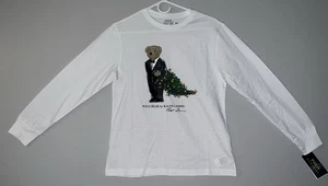 NWT Polo Ralph Lauren Tux Bear Christmas Tree Long Sleeve Shirt Gray L (14-16) - Picture 1 of 5