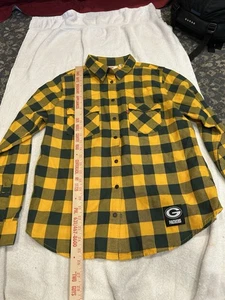 NWOT Levis Green Bay Packers Shirt Womens L Yellow & Green Plaid Cotton Snap NFL - Picture 1 of 3