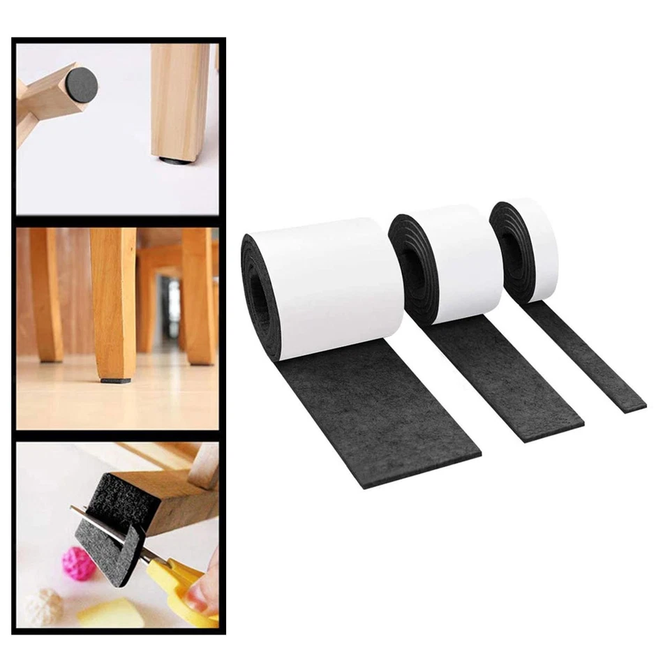 3x Polyester Felt Strip Chair Feet Sticker Mat Table Sofa Leg Pads Self Adhesive - Image 1 of 1