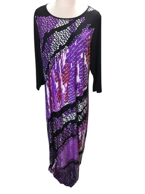 Bob Mackie Dress Women's Size Large Purple Geometric Long Sleeve - Image 1 of 4