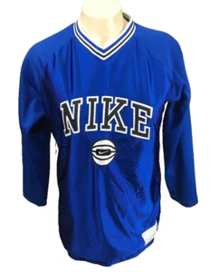 Vintage 90s Nike Supreme Shiny LS reverable Basketball Jersey Shirt Grey/Blue L - Picture 1 of 12