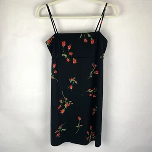 Vtg Y2K Babydoll Mini Dress Small Dark Floral Fairy Grunge Witchy Whimsigoth - Picture 1 of 15