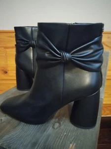 New Sam And Libby Women's Size 8.5 Carlotta Bootie Black Ruched Bow Detail - Picture 1 of 16