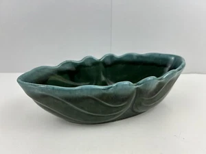 Vintage Hull USA F77 Keramik grün Tropfglasur Konsole Schale Pflanzgefäß oval Jakobsmuschel - Bild 1 von 14