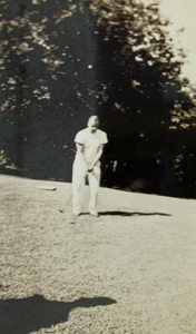 Man Playing Golf In White Clothes B&W Photograph 3.5 x 5 - Picture 1 of 3