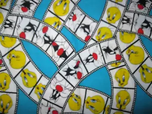 Vintage 1994 Warner Brothers Sylvester Katze Tweety Vogel Film Baumwollstoff 33x42" - Bild 1 von 8