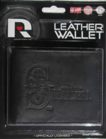 Embossed Leather Billfold Many choices of teams Baseball Black Wallet MLB Cover