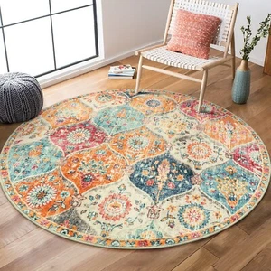Lahome Moroccan Trellis Washable Round Rugs, Non-Slip Soft Round Rug 4ft Ultr... - Picture 1 of 6