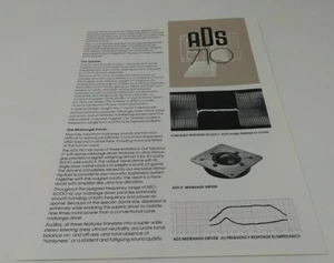 Vintage ADS 710 Speaker Brochure Pamphlet Booklet 1970's - Picture 1 of 2