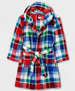 Cat & Jack Boy's Plush Hooded Multicolored X-Large14-16 Robe - Picture 1 of 4