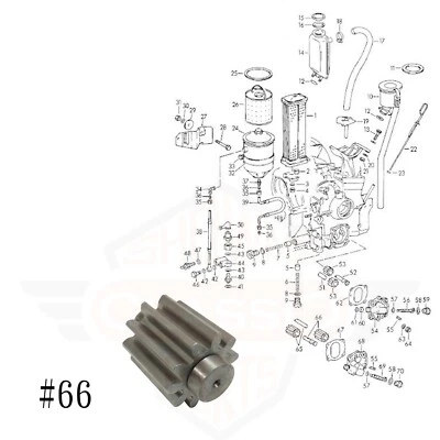Lower Oil Pump Gear for 1960-1969 Porsche 356B 356C 912 Late Large Oil Pump - Image 1 of 3