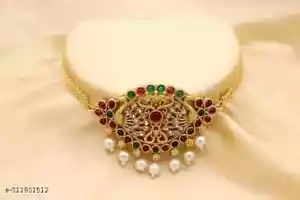 Gargantilla Kundan india Bollywood chapada en oro collar nupcial pendientes conjunto de joyería - Imagen 1 de 10