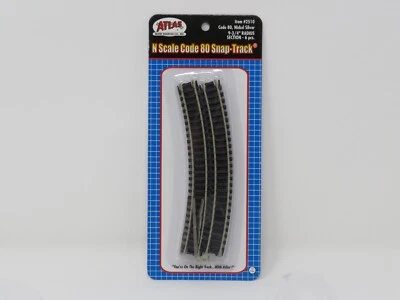 Atlas N 2510 9.75" Radius Curved Track Sections Code 80 Snap-Track - Image 1 of 2
