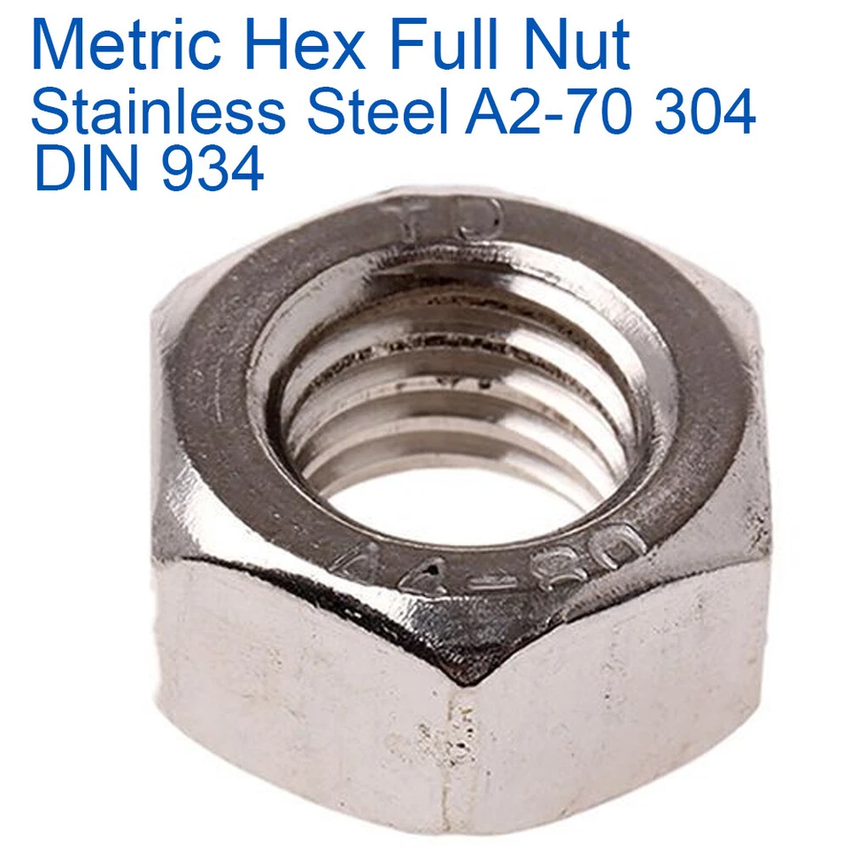A2Z FAST M2 M3 M4 M5 M6 M8 M10 M12 HEX FULL NUT HEXAGON NUTS DIN 934 STAINLESS STEEL