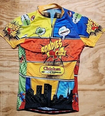 Camiseta deportiva para mujer Jakroo Roadies Cure Graphics logotipo de ciclismo cremallera completa mediana Foto 1 de 4