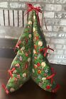 Vintage Fabric Christmas Tree 3D Red Bows Candy Canes 14”x12” Handmade