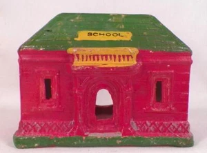 School Railroad Christmas Putz Compo Plaster Paris Red HO Vintage Japan #5 - Picture 1 of 6