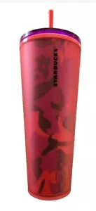 STARBUCKS 2022 Red Floral Soft Touch Cold Cup Venti Tumbler - Picture 1 of 4