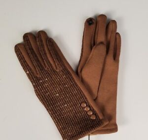 Sequin Fleece Lined Ladies Brown Dress Glove Size S/M - NEW