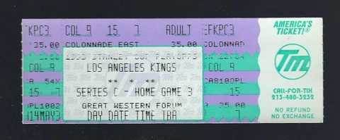 WAYNE GRETZKY HIGHSTICK GILMOUR FULL TICKET - 1993 KINGS LEAFS PLAYOFFS GAME #6 Cover