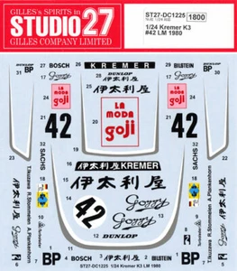 STUDIO 27 PORSCHE KREMER K3 #42 1980 1/24 Decal parts - Picture 1 of 2