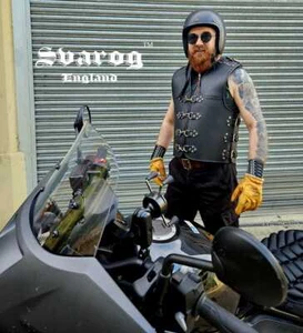 SVAROG 4-7 MM THICK BUFFALO LEATHER BIKER Australian Clubstyle VEST CUT - Picture 1 of 12