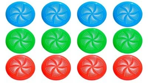 Plastic Flying Disc Set (12 Pack, 4 Orange, Green, and Blue, 10.5 in diameter) - Picture 1 of 4