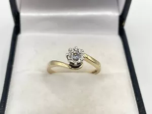 9ct Gold Hallmarked 10pt Diamond Crossover Ring. Goldmine Jewellers. - Picture 1 of 9