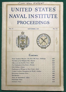 UNITED STATES NAVAL INSTITUTE PROCEEDINGS VOL. 71 No 511 SEPTEMBER 1945 - Imagen 1 de 4