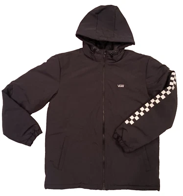 Vans Men's Large Waterlind Black Checkerboard Puffer Hooded  Jacket -VN0A7UEKBLK - Image 1 of 4