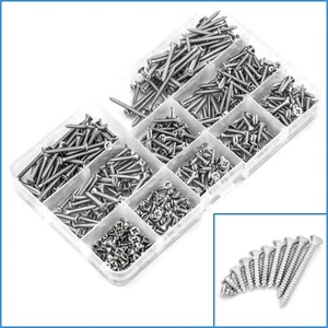 500pcs Assorted M3 Flat Head Stainless Steel Self Tapping Screws Assortment Kit - Foto 1 di 4