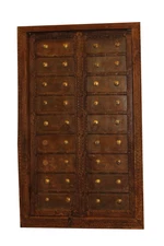 Jharokha Terrace Door Teak Wood Brass Medallion Rustic Farmhouse GARDEN Door