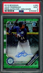 2019 Bowman Chrome Julio Rodriguez Mariners Green Shimmer Refractor Auto PSA 9 - Picture 1 of 2