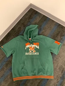NEW MITCHELL AND NESS SHORT SLEEVE HOODIE MIAMI HURRICANE 2XL - Picture 1 of 3