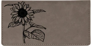 Joyous Sunflower Laser Engraved Leatherette Checkbook Cover - Picture 1 of 15