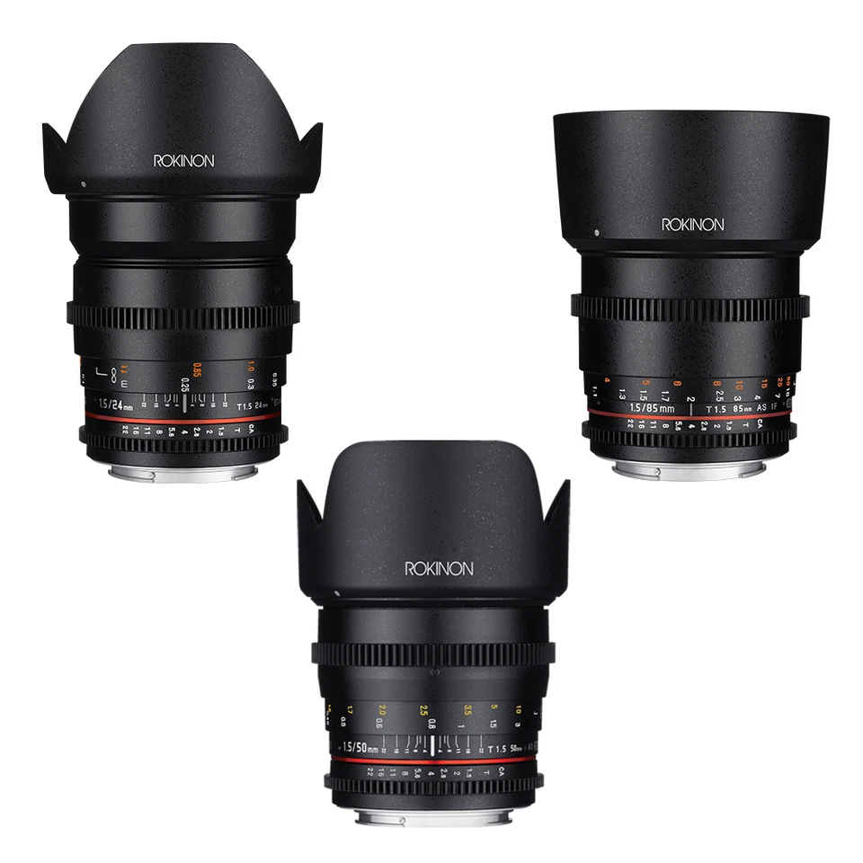 Rokinon Cine DS T1.5 Cine Lens Kit for Sony Alpha E Mount - 24mm + 50mm + 85mm - Image 1 of 1