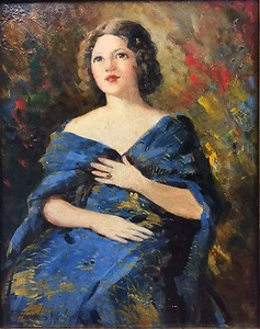 American Boudoir Painting F Humphry Woolrych Listed Art 1931 Near Nude Portrait - Bild 1 von 11