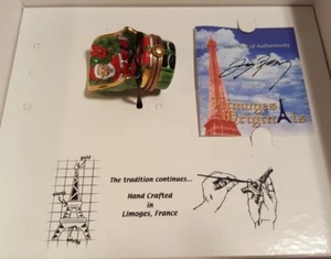 VTG NEW IN BOX FRENCH LIMOGES HAND MADE TRINKET BOX SANTA CLAUS CHAIR W/ COA - Picture 1 of 12