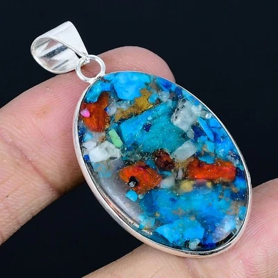 Pingente feito à mão folheado a prata 925 Spiny Oyster de 1,97" - Imagem 1 de 3